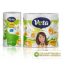 Бумага туалетная двухслойная VETA AROMA ромашка 4 рулона.