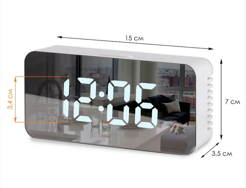 Часы электронные настольные зеркальные LED Mirror Clock DS-3622L - фото 2 - id-p178491287