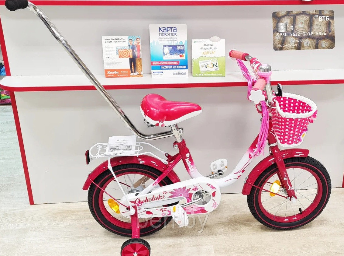 D14-2P Велосипед детский Loiloibike 14", с родительской ручкой 2,5- 5 лет - фото 1 - id-p172947653