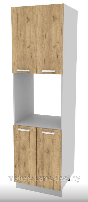 Кухонный шкаф-пенал для встраиваемой техники серый/дуб вотан под заказ - фото 2 - id-p178496955