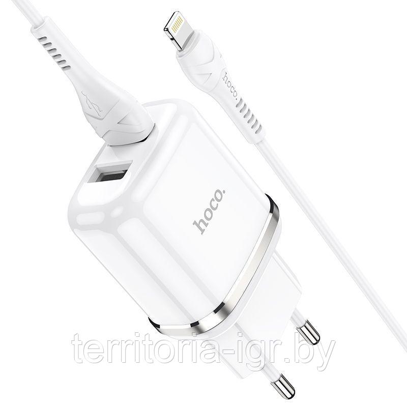 Сетевое зарядное устройство N4 2USB 5V 2.4A + кабель Lightning белый Hoco - фото 2 - id-p178506548