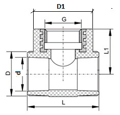 Тройник 25х3/4 мм с внутренней резьбой(cерый) - фото 2 - id-p178510996