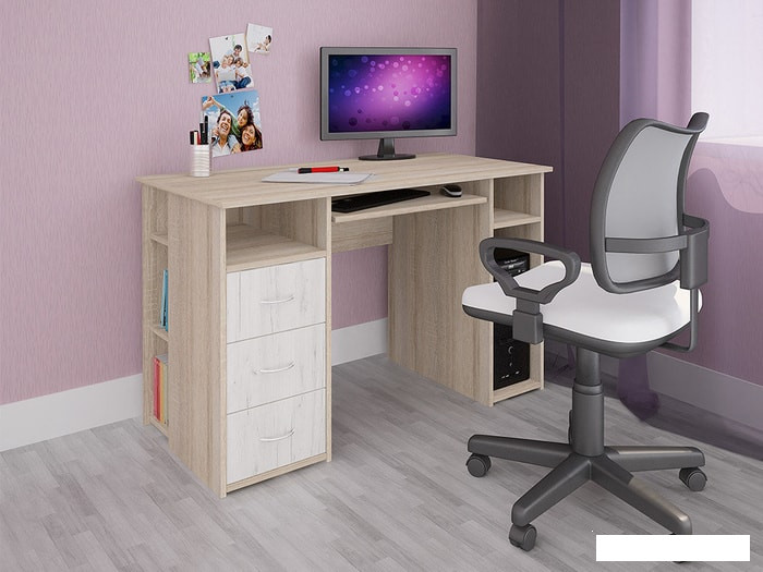 Компьютерный стол Интерлиния СК-010 (дуб сонома/дуб белый) - фото 1 - id-p178517646