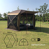 Палатка туристическая шестиугольная, 5-ти местный тент - шатер Mircamping 2905