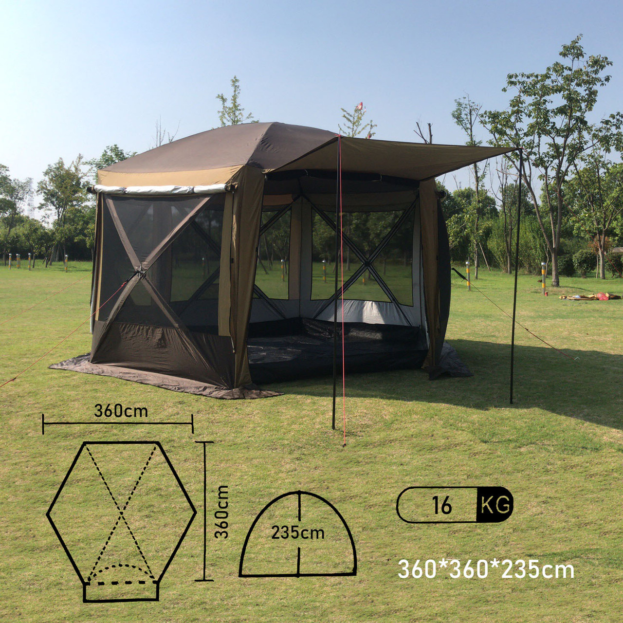 Шатер, тент палатка шестиугольная, 5-ти местный тент - шатер Mircamping 2905, фото 1