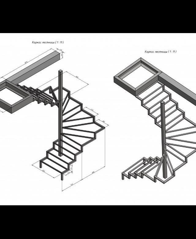 Проект лестницы на металлокаркасе