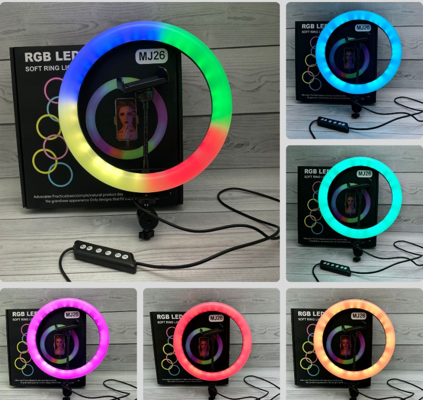 Разноцветная кольцевая RGB RL-13 лампа с МУЛЬТИ-режимами 32 см + Штатив 216 см - фото 6 - id-p171929149