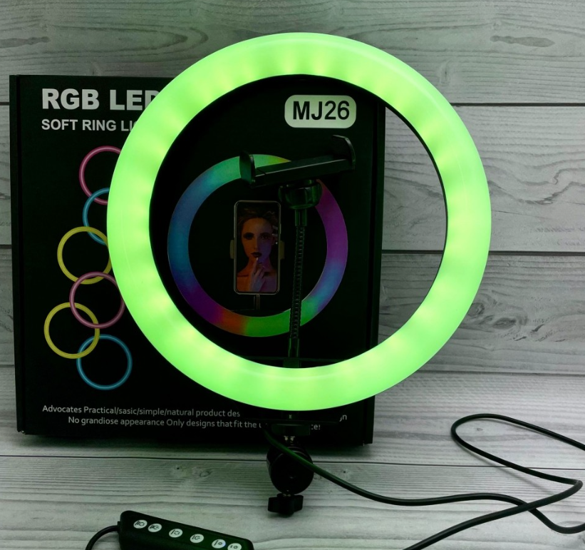 Разноцветная кольцевая RGB RL-13 лампа с МУЛЬТИ-режимами 32 см + Штатив 216 см - фото 10 - id-p171929149