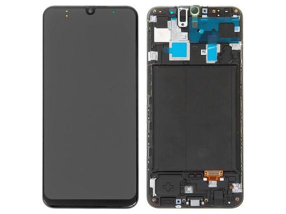Дисплей (экран) для Samsung Galaxy A30 (A305) в раме c тачскрином, черный, фото 2