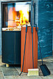 Ведро с аксессуарами для камина BERN (щётка, совок, кочерга), металлическое ведро+чехол экокожа, графит, фото 2
