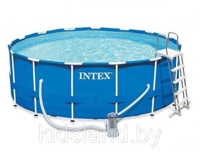 Каркасный бассейн Интекс 457x122см +фильтр-насос 3785л/ч,лестница,тент,подстилка, Intex Metal Frame арт. 28242 - фото 2 - id-p178560599