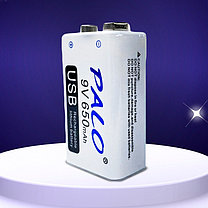 Аккумуляторная батарея Крона 9V Li-ion 650 mAh с micro USB портом Palo, фото 2