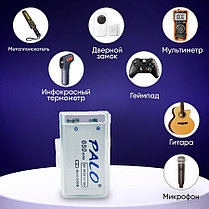 Аккумуляторная батарея Крона 9V Li-ion 650 mAh с micro USB портом Palo, фото 3