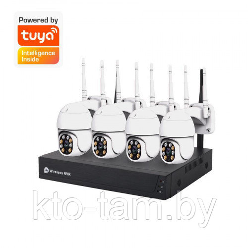 Комплект видеонаблюдения WIFI (из 4-х штук и накопитель) KS-7204-TA -уличный ,поворотные 2МП ,ИК фильтр до 20м