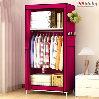 Шкаф для одежды складной красный тканевый каркасный сборный мобильный органайзер