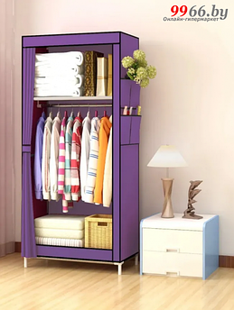 Шкаф для одежды складной фиолетовый тканевый каркасный сборный мобильный органайзер