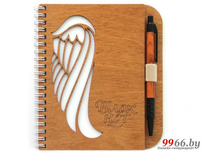 Деревянный блокнот скетчбук Орландо Крыло 40 листов 009004блк005 с ручкой для записей рисования личный дневник