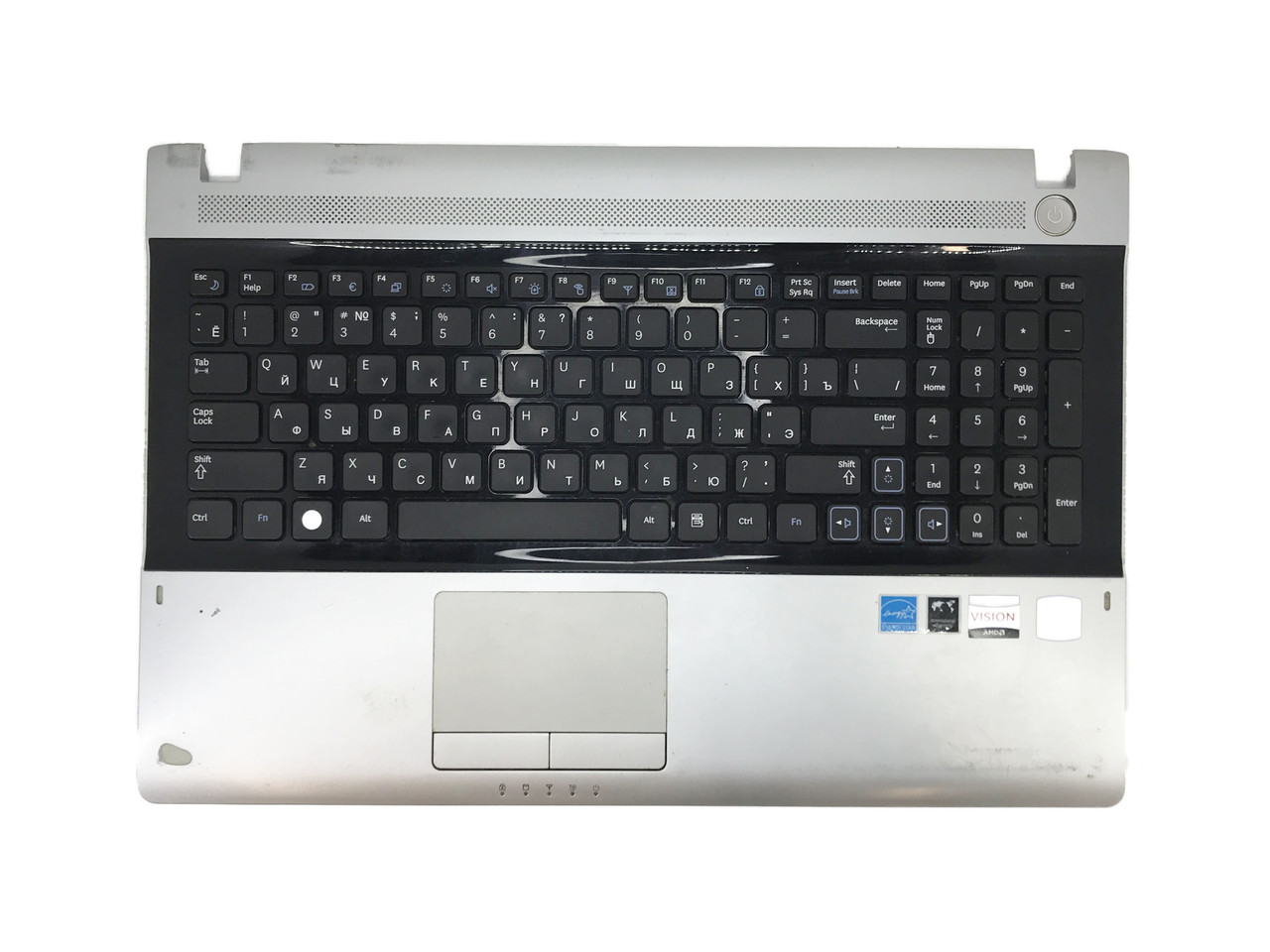 Верхняя часть корпуса (Palmrest) Samsung RV511, RV513, RV515 с клавиатурой и тачпадом, (с разбора)