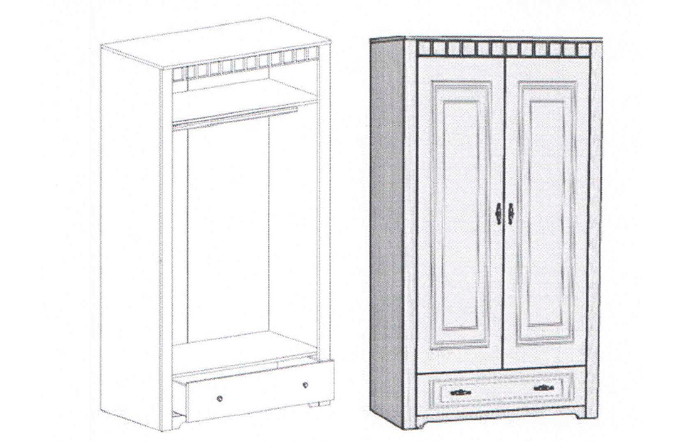 Шкаф двухдверный Прованс для подростка ( Бодега белая и патина) фабрика МебельГрад - фото 2 - id-p178576179