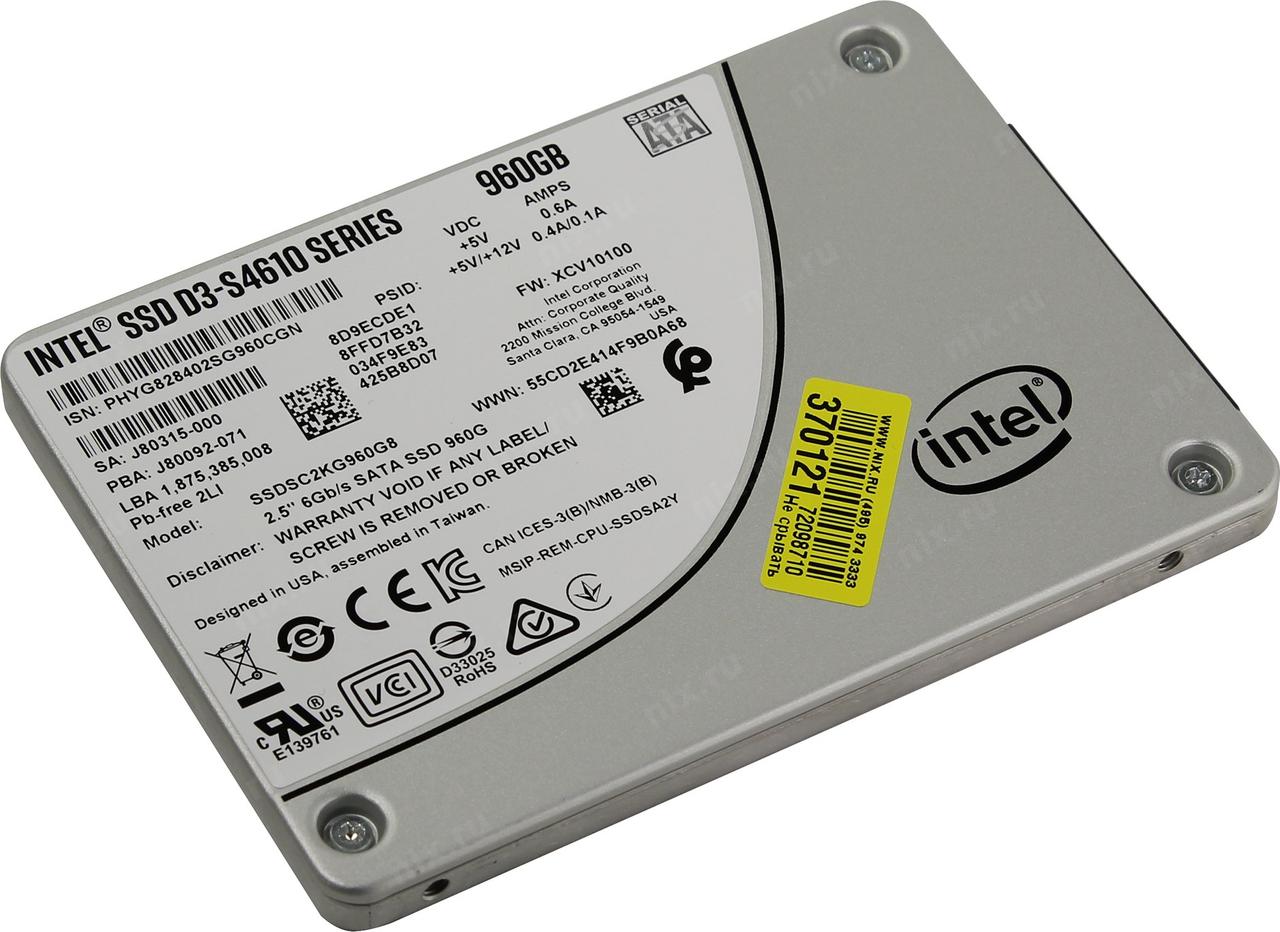 SSD 960 Gb SATA 6Gb/s Intel D3-S4610 Series SSDSC2KG960G8(01) 2.5" 3D TLC