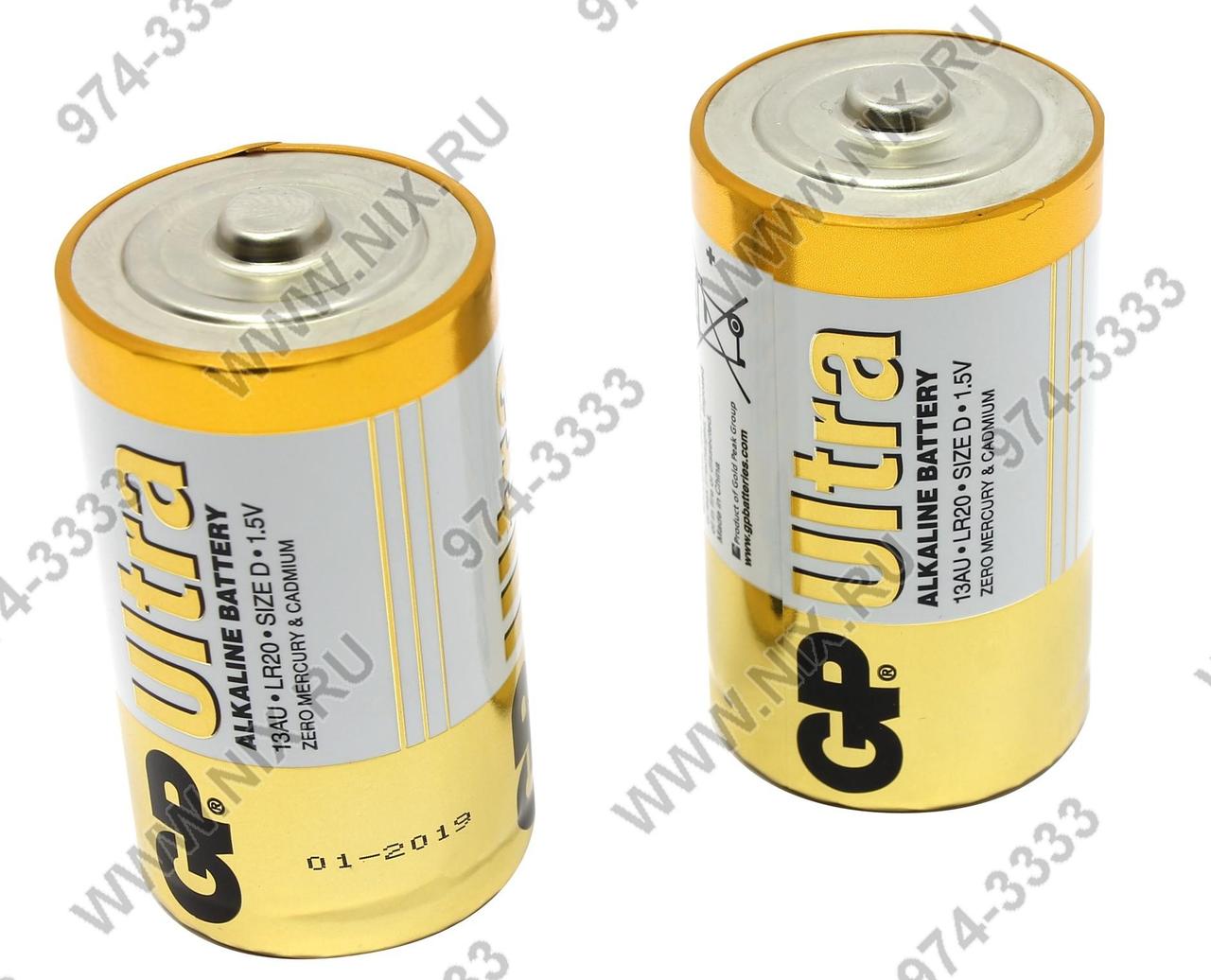 GP Ultra/Super 13A(U)-2 (LR20) Size "D", 1.5V, щелочной (alkaline) уп. 2 шт