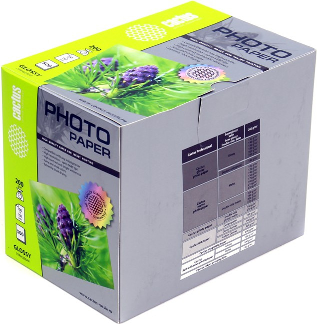 Cactus CS-GA6200500 (10x15см, 500 листов, 200 г/м2) бумага глянцевая