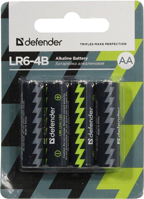 Defender LR6-4B Size AA, щелочной (alkaline) уп. 4 шт 56012