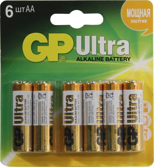 GP Ultra 15AU4/2-2CR6 (LR6) Size AA, 1.5V, щелочной (alkaline) уп. 6шт