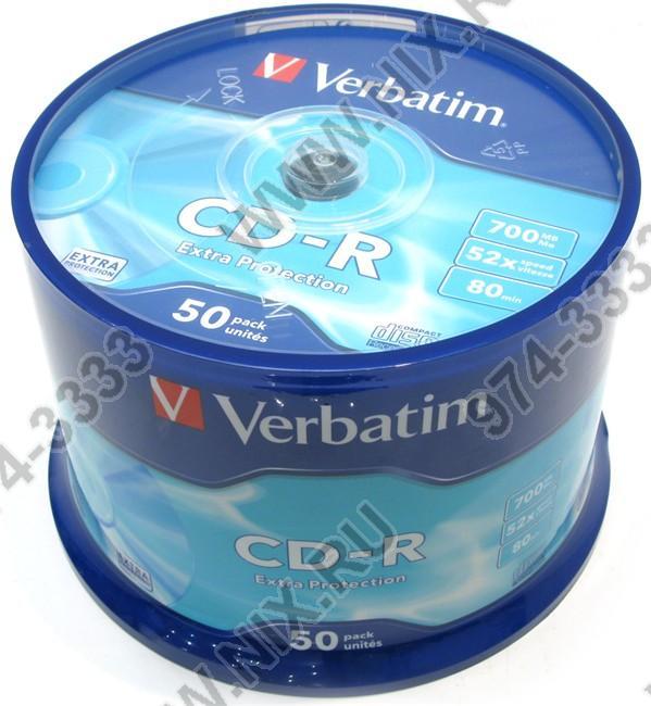CD-R Verbatim 700Mb 52x sp. уп.50 шт на шпинделе 43351