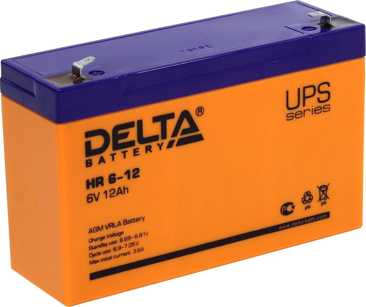 Аккумулятор Delta HR 6-12 (6V, 12Ah) для UPS