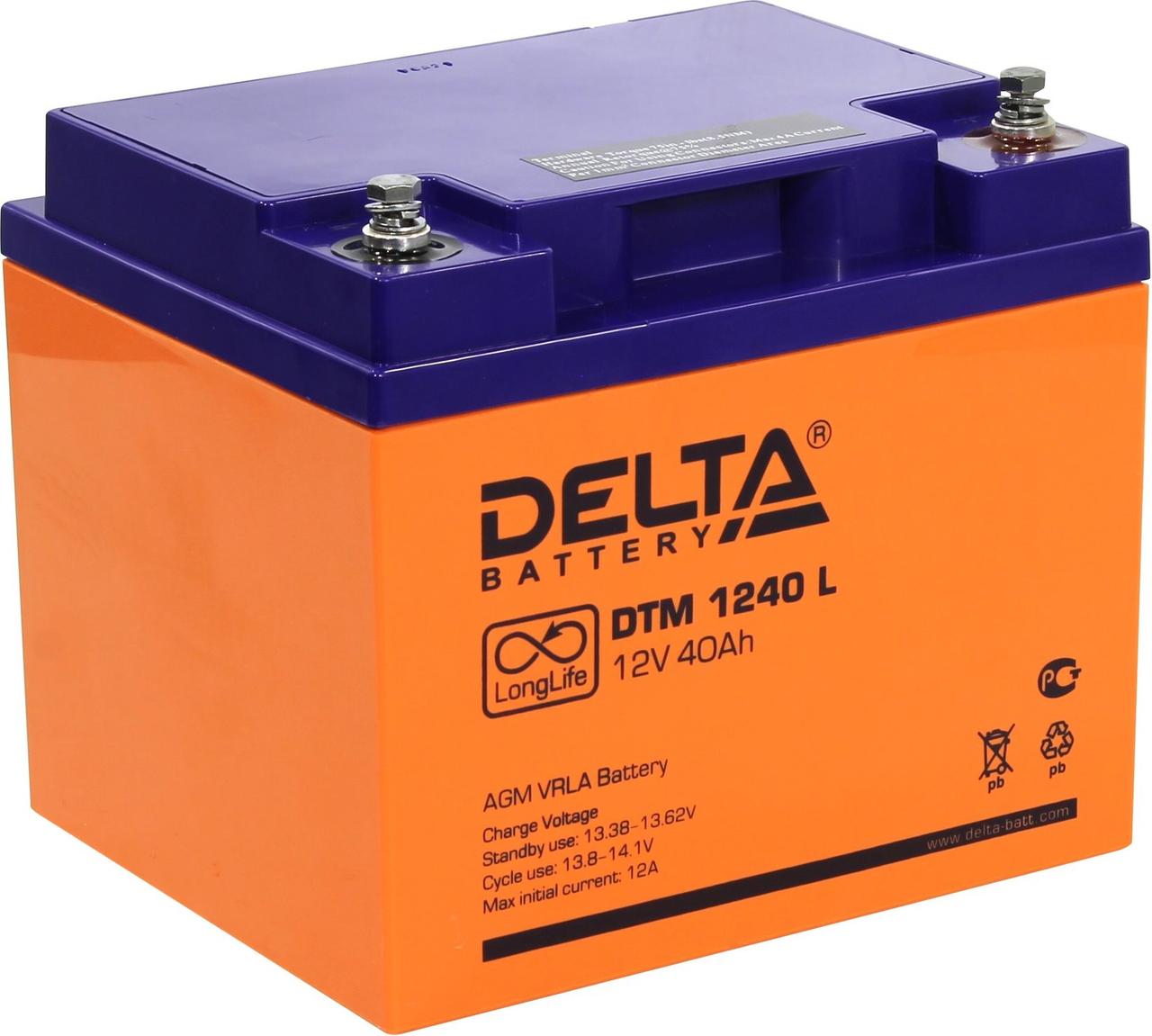 Аккумулятор Delta DTM 1240L (12V, 40Ah) для UPS