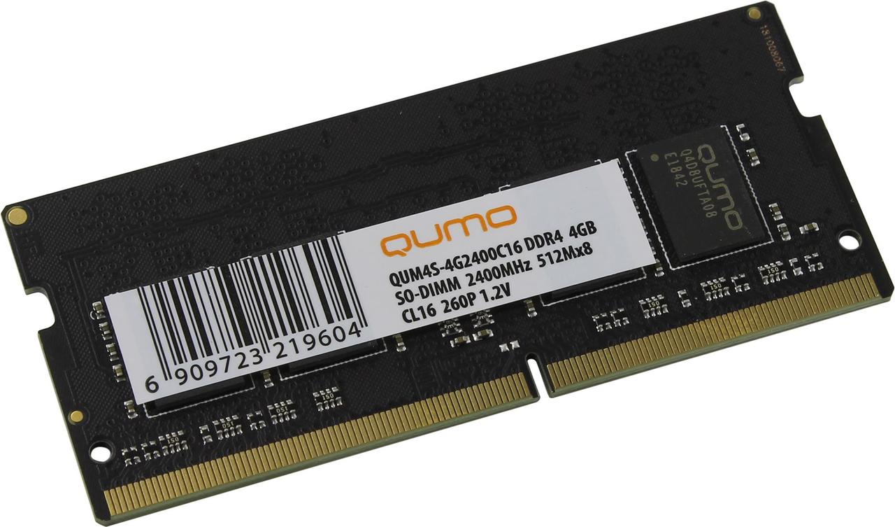 QUMO QUM4S-4G2400C16 DDR4 SODIMM 4Gb PC4-19200 CL16 (for NoteBook)