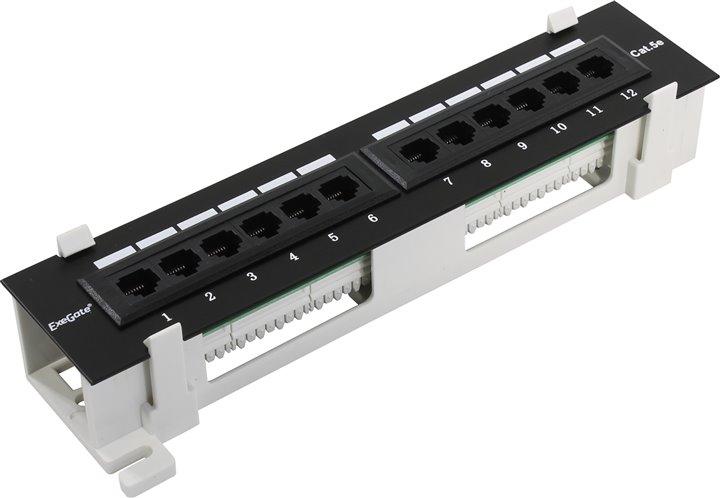 Patch Panel UTP 12 port кат.5e настенная Exegate EX256754RUS разъём KRONE&110 (dual IDC)