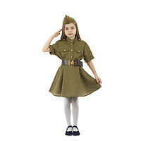 Карнавальный костюм военного: платье с коротким рукавом, пилотка, р-р 36, рост 134-140 см