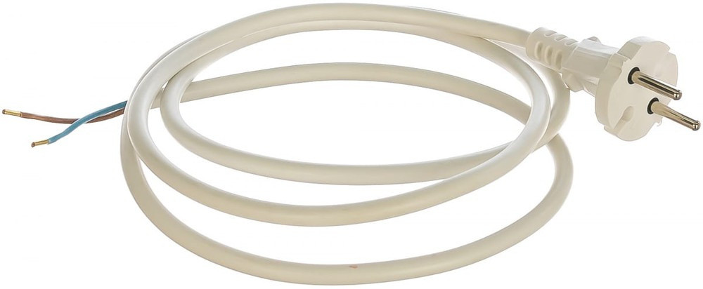 Сетевой шнур LUX V2 ПВС 2x0.75 5м с вилкой без з/к белый - фото 1 - id-p178592389