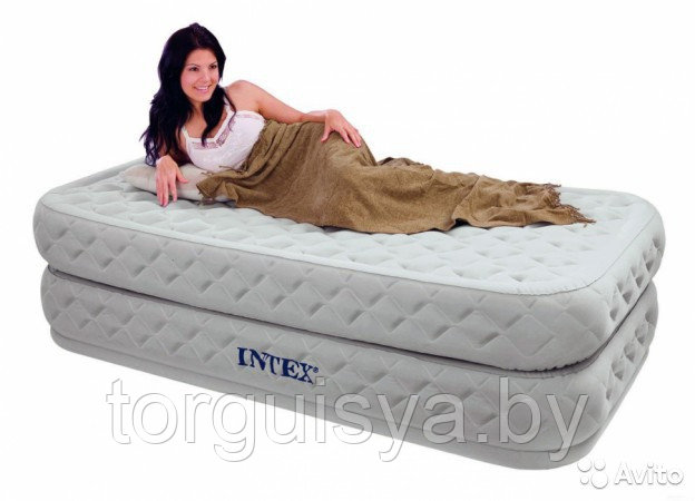 Кровать надувная со встроенным насосом 99х191х51 см, Twin Supreme, Intex 66964 - фото 1 - id-p22354632