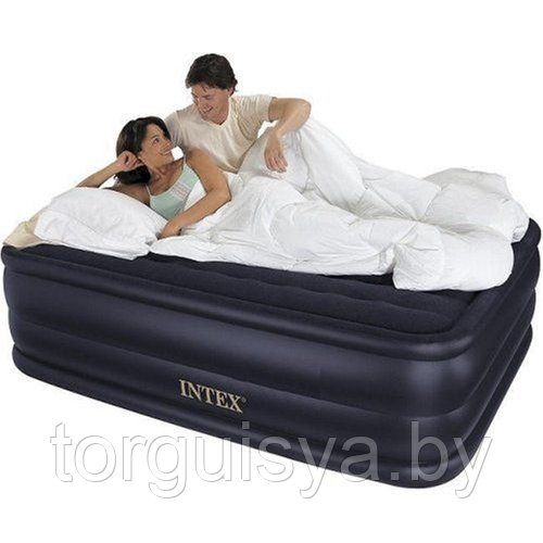Кровать надувная со встроенным насосом 152х203х56 см, Queen, Intex 66718