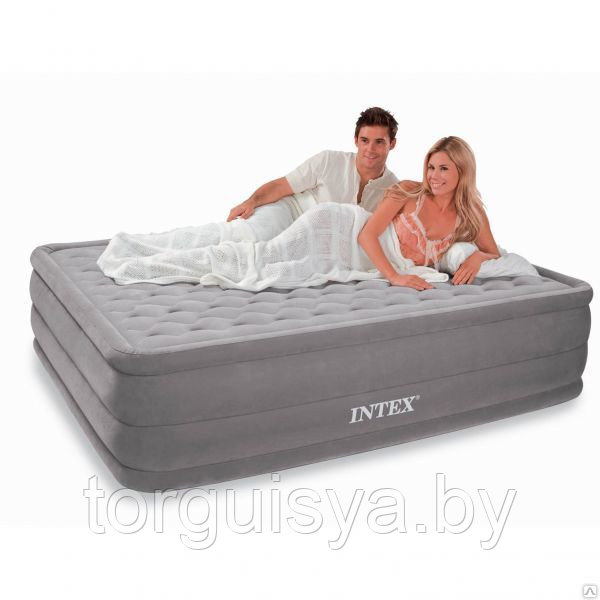 Кровать надувная со встроенным насосом 152х203х56 см, Comfort Queen, Intex 64418 - фото 1 - id-p22354638