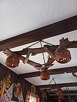 Люстра деревянная рустикальная "Свояк" на 3 лампы