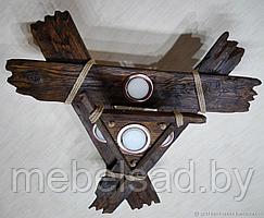Люстра деревянная рустикальная "Знатная Люкс" на 4 лампы