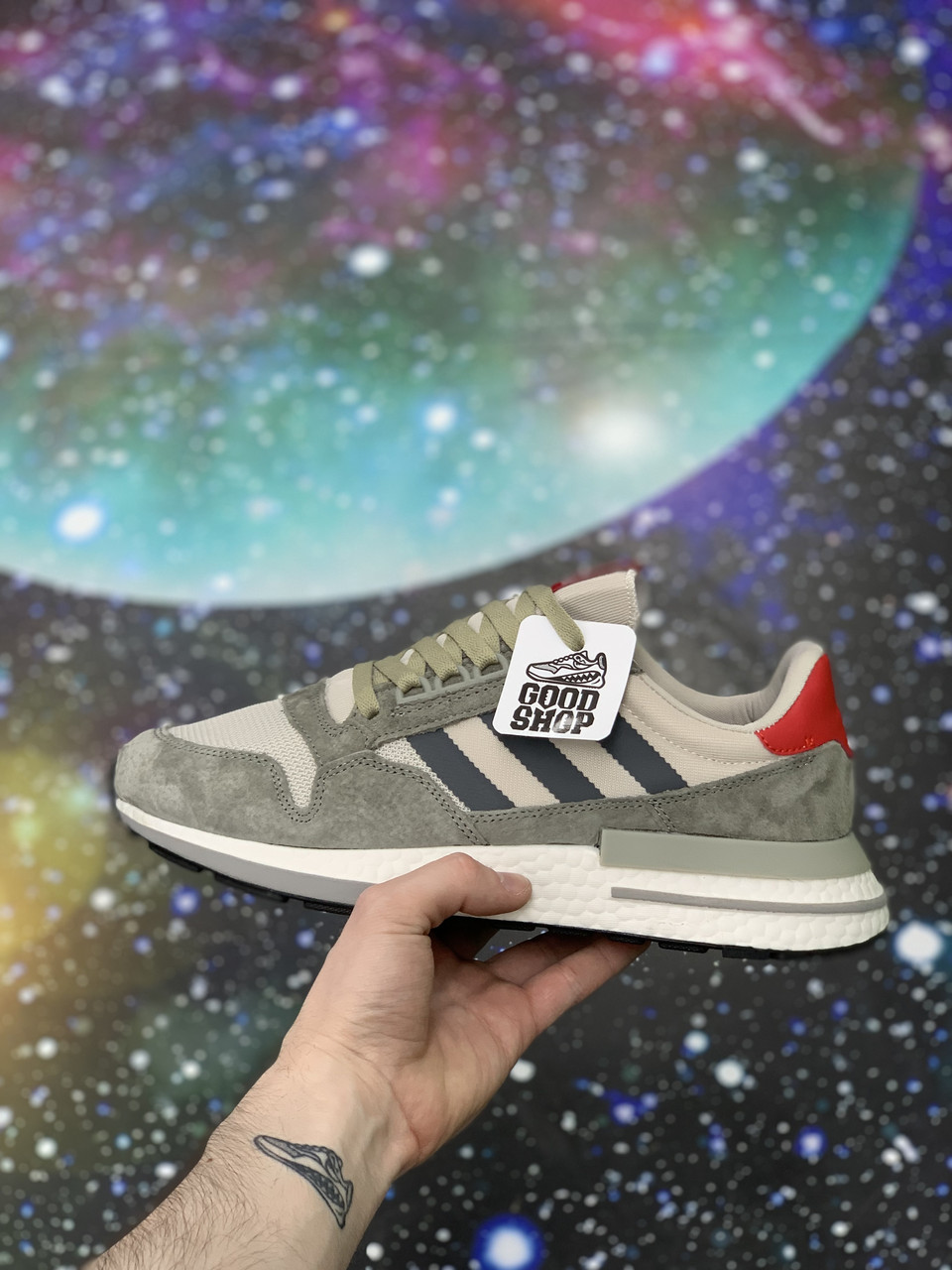 Кроссовки Adidas ZX 500 Boost Dark Grey White Red