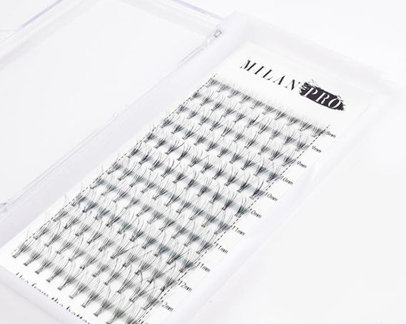 MILAN PRO 10D Пучки ресниц безузелковые черные 12 линии, 0,07 мм., изгиб C, длина 8,9,10,11,12мм - фото 1 - id-p178629257