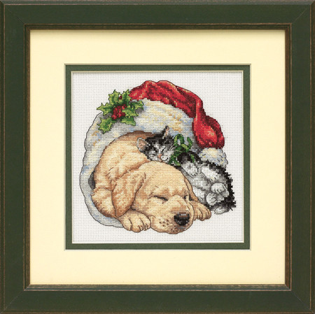 Набор для вышивания крестом «Домашние питомцы рождественским утром».("Christmas Morning Pets) - фото 1 - id-p178635340