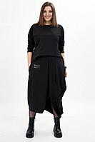 Женская осенняя трикотажная черная большого размера юбка GRATTO 6005 черный 52р.