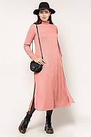 Женское осеннее трикотажное розовое большого размера платье La rouge 5374 розовый 46р.