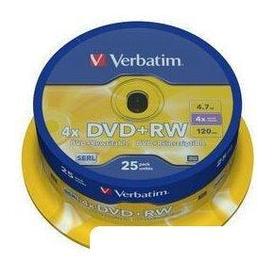 DVD+RW диск Verbatim 4.7Gb 4x 43489 (25 шт.)