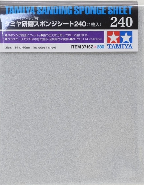 Шлифовальная губка ( на поролоновой основе) с абразивом зернистостью 240, Tamiya (Япония) - фото 1 - id-p178664260