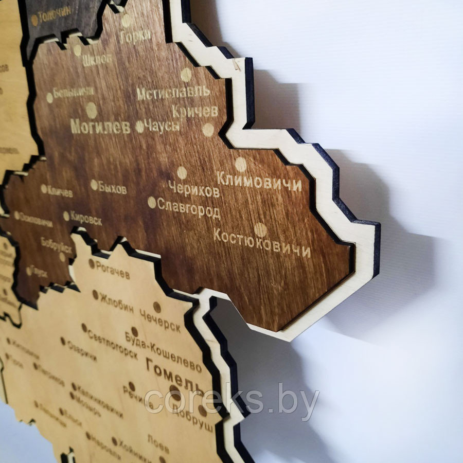 Деревянная карта Беларуси (области) №3 (размер 63*55 см) - фото 3 - id-p178664408