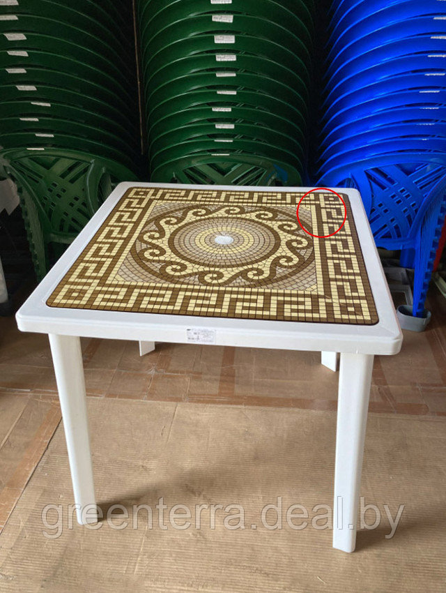 Пластиковый квадратный стол с деколем «Греческий орнамент» [40-000]