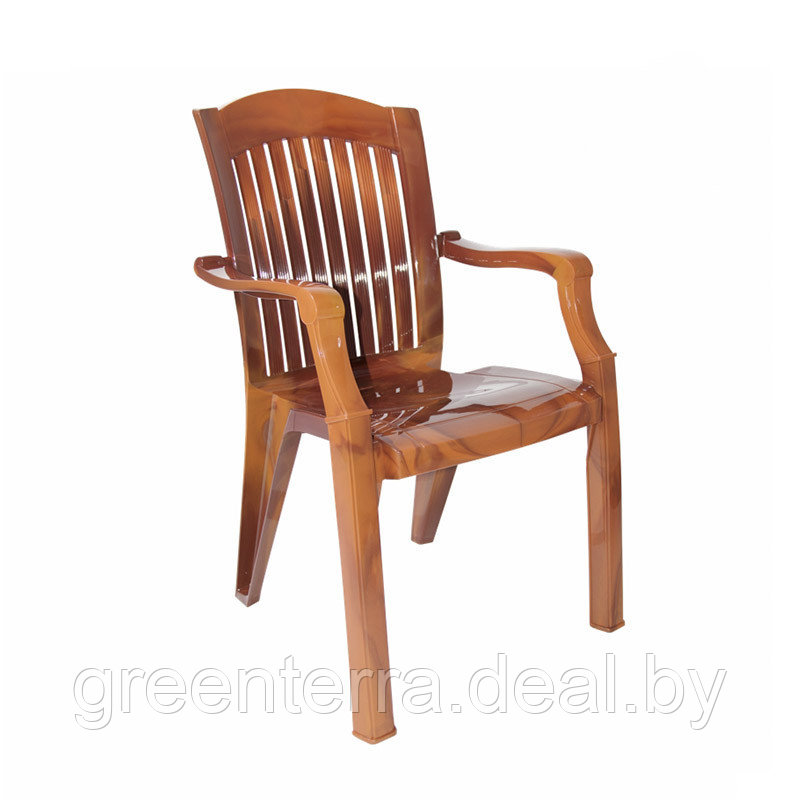 Пластмассовый стул - Кресло "Премиум-1". Серия «Лессир», цвет мербау [110-0010-lessir]